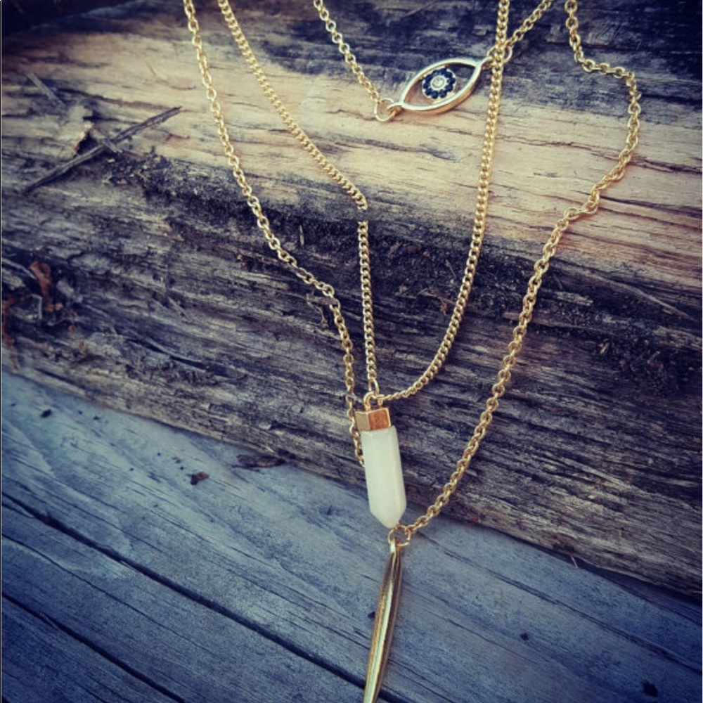 Gold plated triple layered evil eye necklace!!!